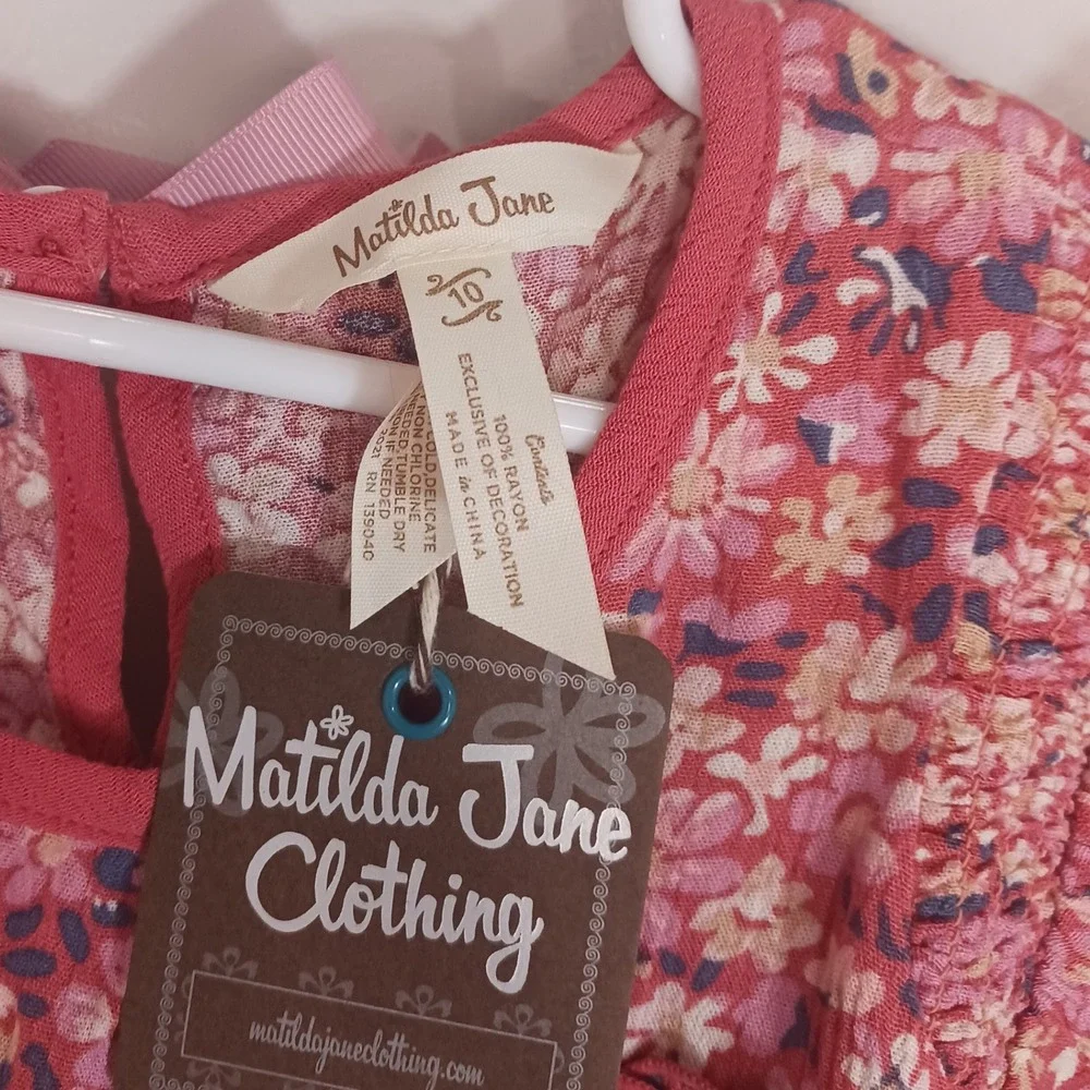 Matilda Jane Floral Ruffle Pink Long Sleeve Girl's Blouse Size 10 New - Picture 7 of 7